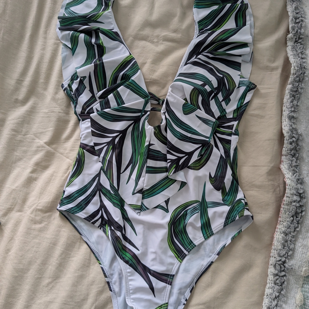 Leaf Print One-Piece Swimsuit